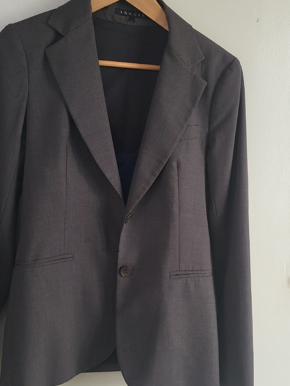 Theory Charcoal Gray Two-Button Tailored Blazer